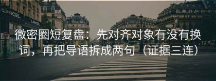 微密圈短复盘：先对齐对象有没有换词，再把导语拆成两句（证据三连）