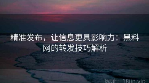 精准发布，让信息更具影响力：黑料网的转发技巧解析