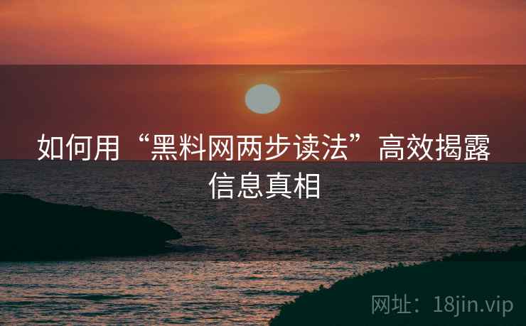 如何用“黑料网两步读法”高效揭露信息真相