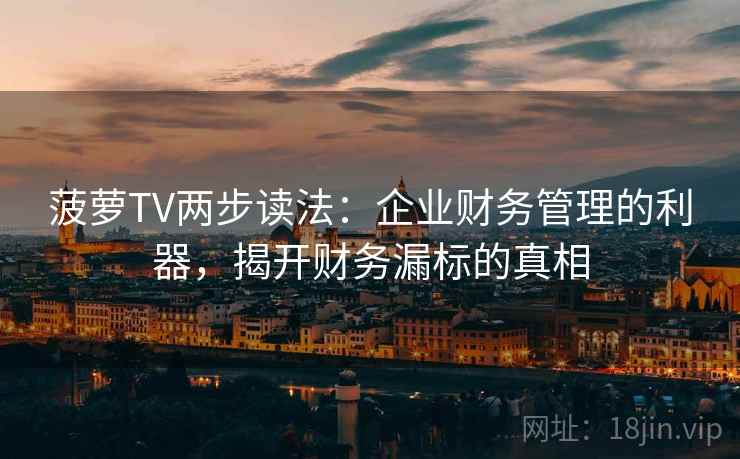 菠萝TV两步读法:企业财务管理的利器,揭开财务漏标的真相 菠萝TV两步读法:企业财务管理的利器,揭开财务漏标的真相