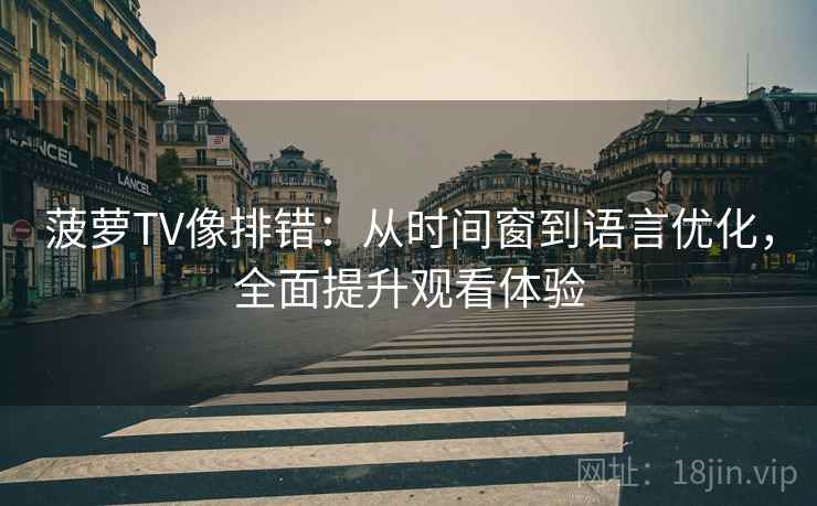 菠萝TV像排错：从时间窗到语言优化，全面提升观看体验
